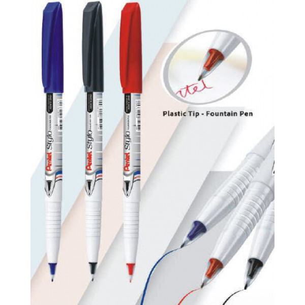Ручка перо "Pentel Stylo" 0,4мм перо пластик., чернила красные на водной основе арт. JM11-B