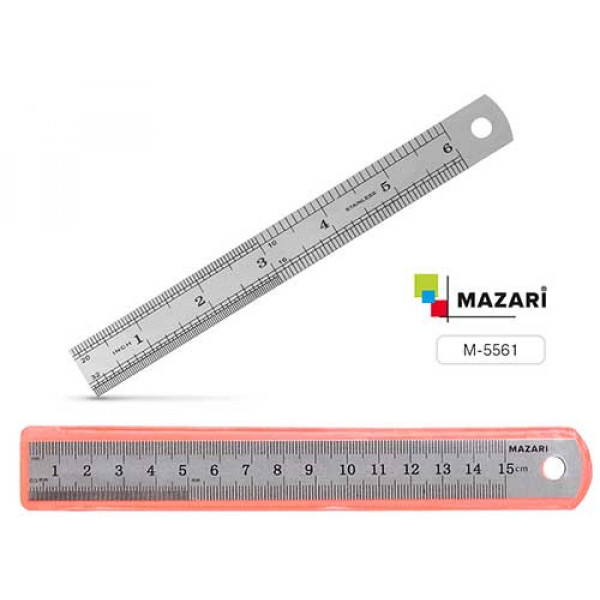 Линейка 15 см "Mazary" металлическая 1/12 арт. M-5561
