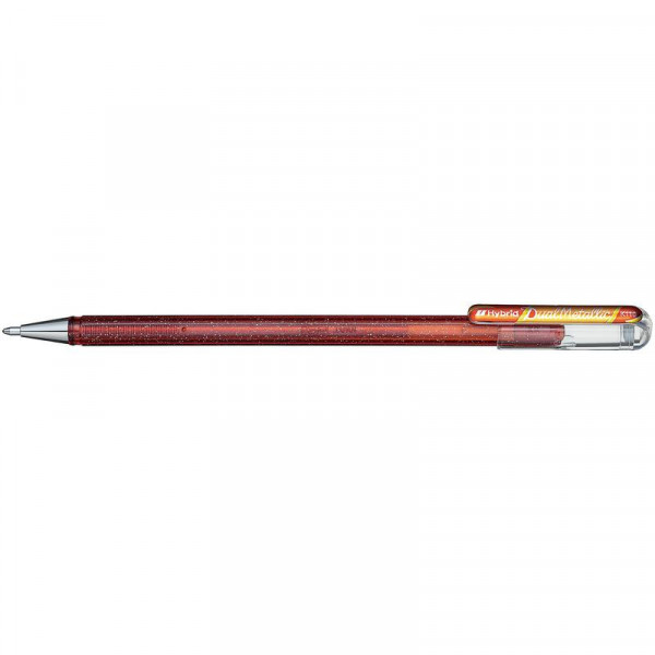 Ручка гелевая "Pentel Hybrid Dual Metallic" 1.0 мм, чернила "хамелеон", корп. оранж.+желтый металлик арт. K110-DFX