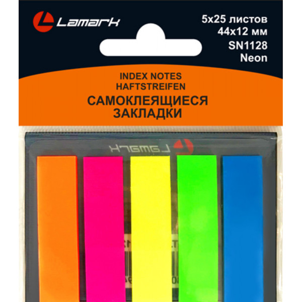 Набор этикеток-закладок "Lamark" 44x12 мм, 5x25 л., неон, пластик  арт. SN1128