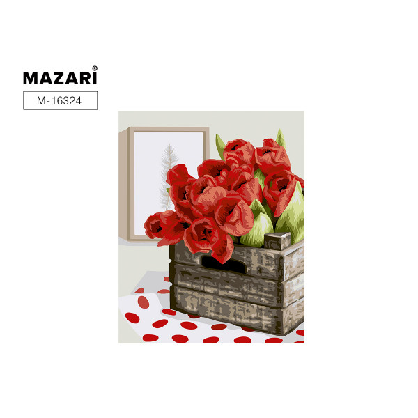 Картина для раскрашивания "Mazari Тюльпаны в ящике"по номерам  40х50см  арт. M-16324