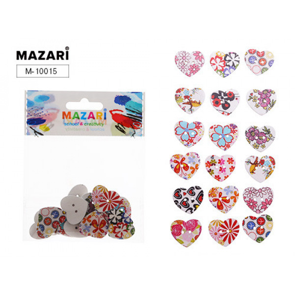 Пуговицы декоративные "Mazari HEART" (18 дизайнов) ассорти  арт. M-10015