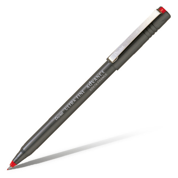 Ручка капиллярная "Pentel Ultra Fine Advance" 0,6мм одноразовая, красная арт. SD570-B