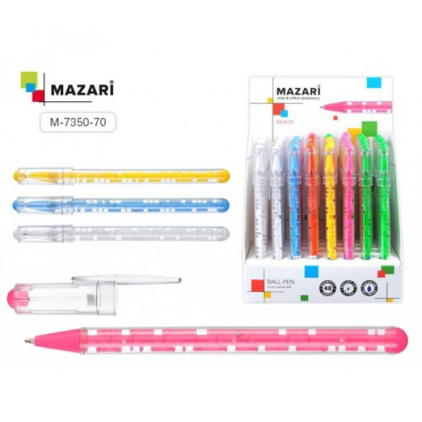 Ручка шарик "Mazari Rebus" 0.7мм корпус ассорти, синяя 1/48 арт. M-7350-70*