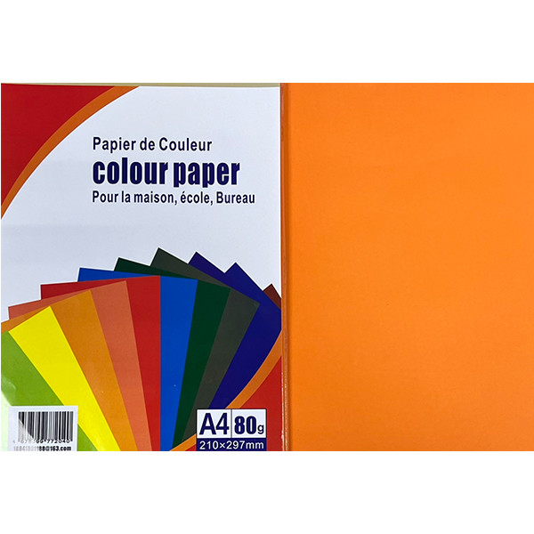 Бумага Color Paper A4 100л/пач 80 гр Orange (1/25) арт. CPP-09