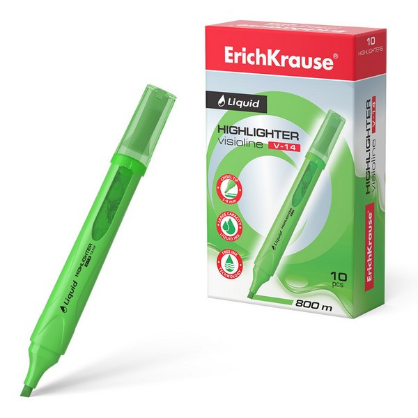 Текстовыделитель "ErichKrause Liquid Visioline V-14" Neon, зеленый 1/10 арт. 56028
