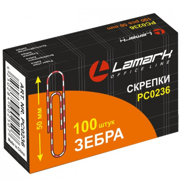 Скрепки 50 мм 100шт. "LAMARK" зебра арт. PC0236