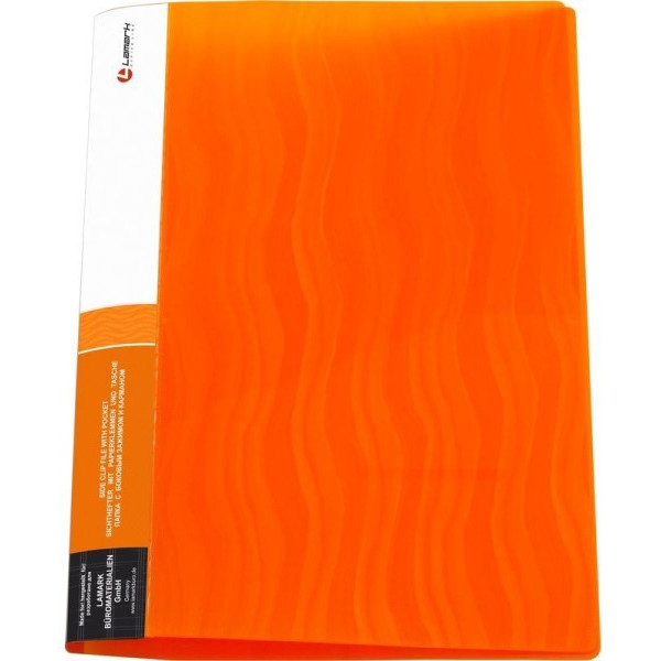 Папка "Lamark Волна" с боковым зажимом+карман 0,6мм, оранжевая арт. CF0044-WOR