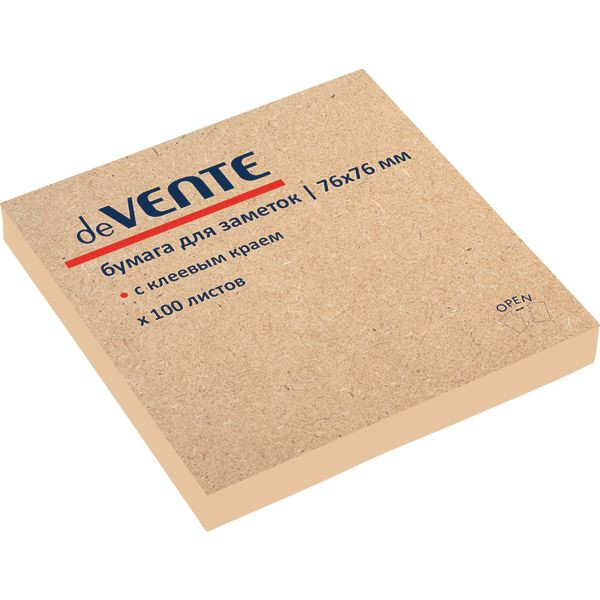 Бумага для заметок с клеевым краем "deVente" 76х76 мм 100л. крафт бумага 1/12 арт. 2010124