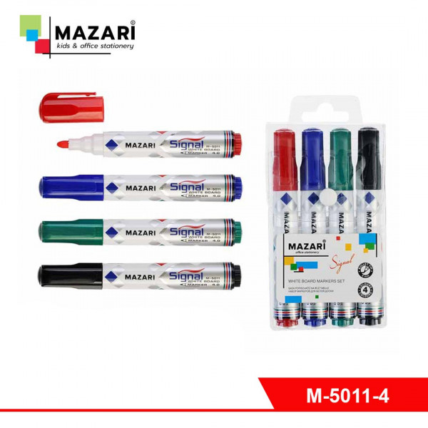 Набор маркеров для белой доски "Mazari Signal" 4 цвета, 4 мм арт. M-5011-4