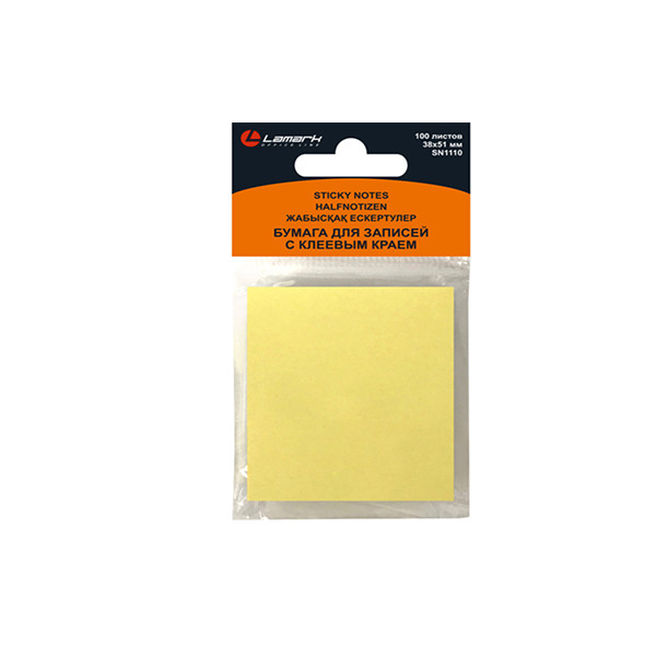 Бумага для заметок с клеевым краем "Lamark" 38х51 мм  желтая пастель 1/12 арт. SN1110-YL