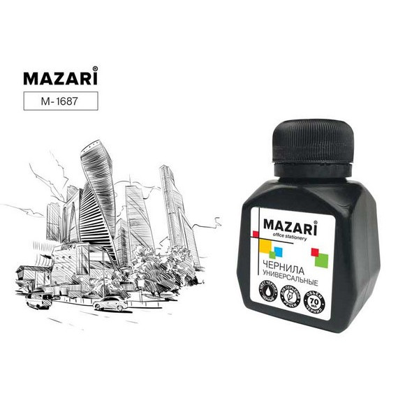 Чернила "Mazari" 70мл черные арт. M-1687*