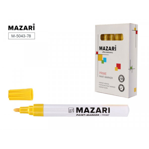 Маркер - краска "Mazari Prime" желтый (2мм) 1/12 арт. M-5043-78