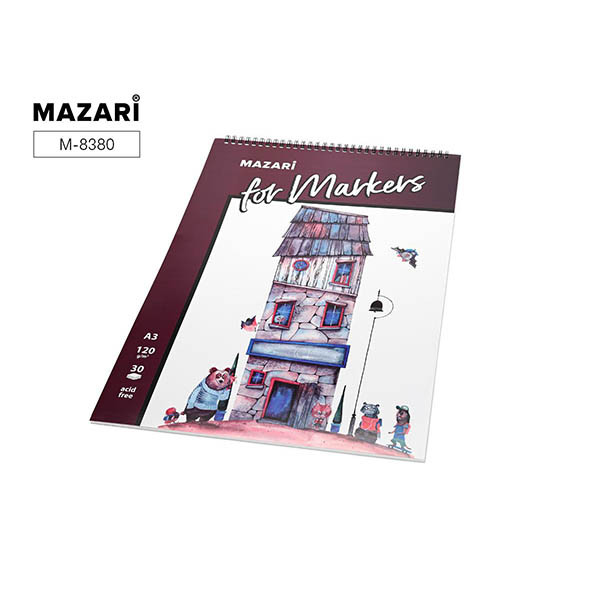 Блокнот 30 л Скетчбук "Mazari" (420х297) 120гр., евросп. 1/12 арт. M-8380