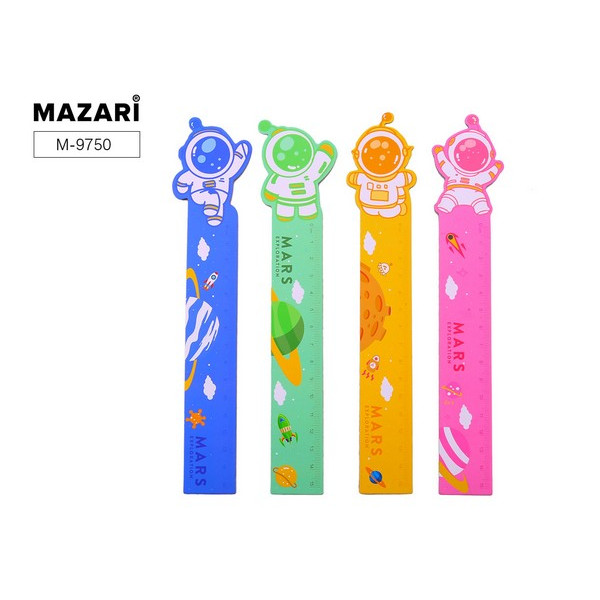 Линейка 15 см "Mazari" пластик. ассорти, магнитная, гибкая арт. M-9750