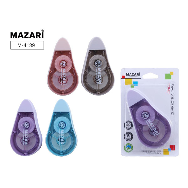 Корректирующий роллер "Mazari ONDA" , 5мм x 20м, ассорти арт. M-4139