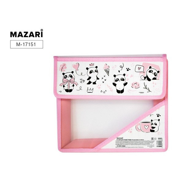 Папка для тетрадей А5 "Mazari ПАНДЫ" пластик на липучке арт. M-17151